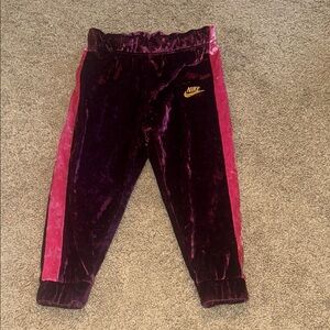 Nike Kids' Purple and Pink Velour Joggers